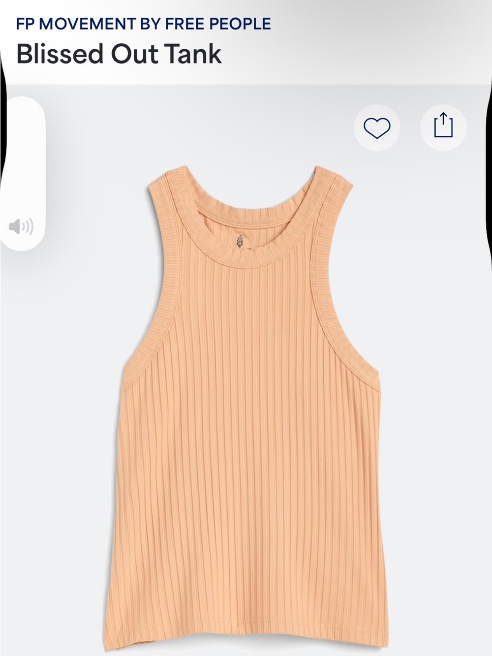 FP Movement by Free People Peach Ribbed Blissed Out Tank